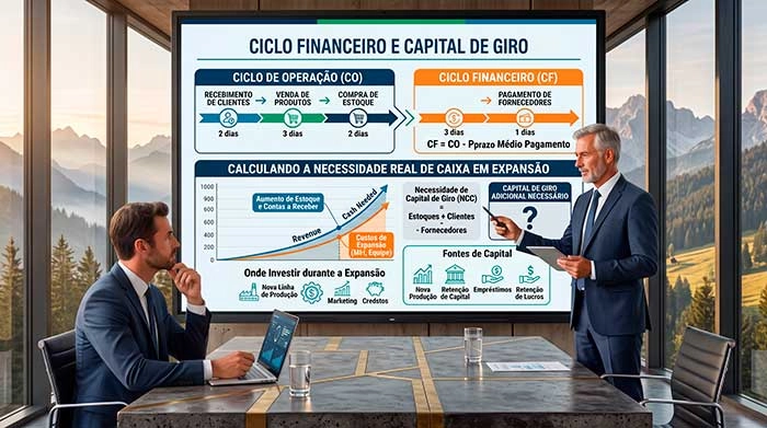 Ciclo Financeiro e Capital de Giro: Como calcular a necessidade real de caixa durante fases de expansão.